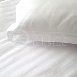 Satino užvalkalas pagalvei (baltas juostuotas, 2 cm)